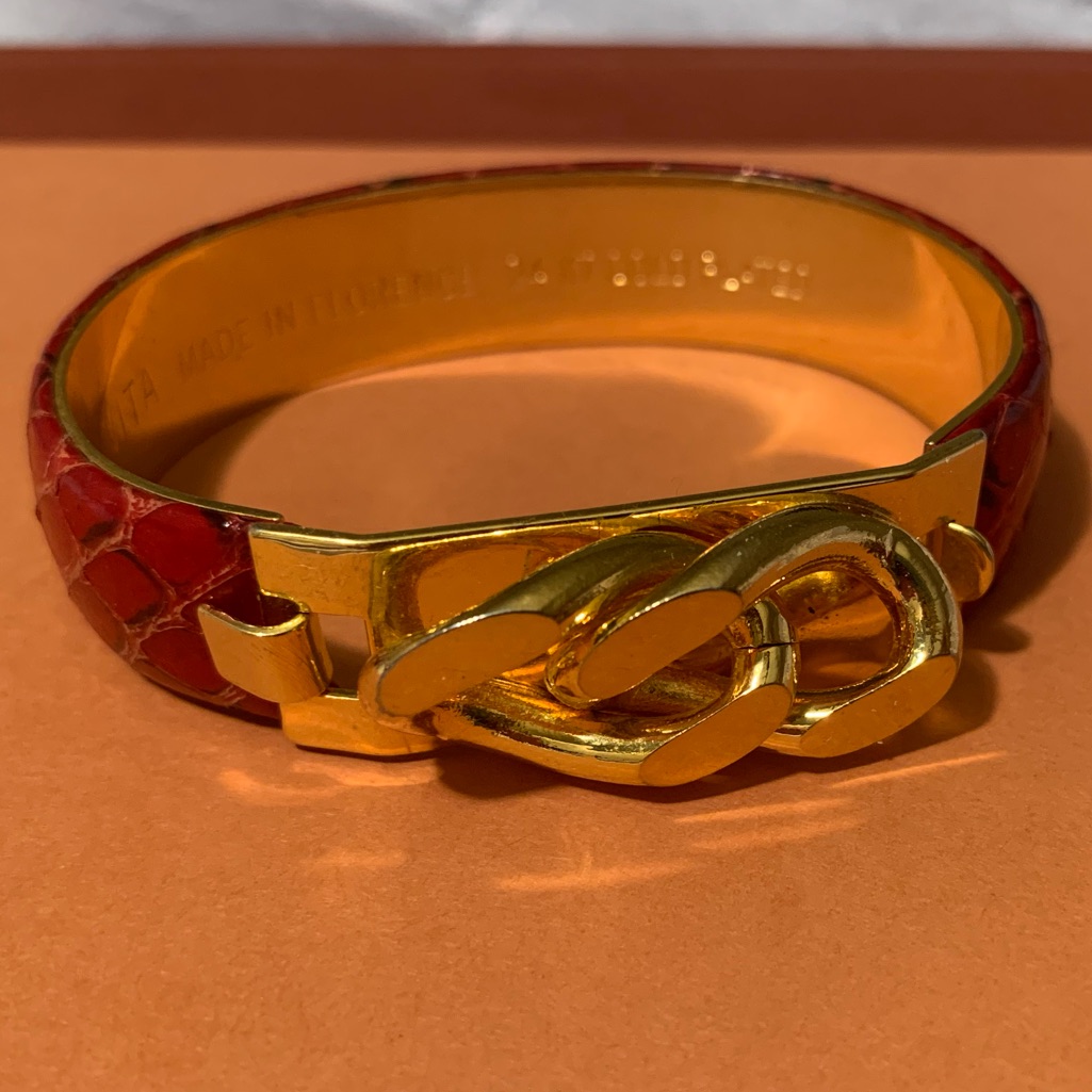 Vita Fede Snakeskin Red And Gold Braid Bracelet
